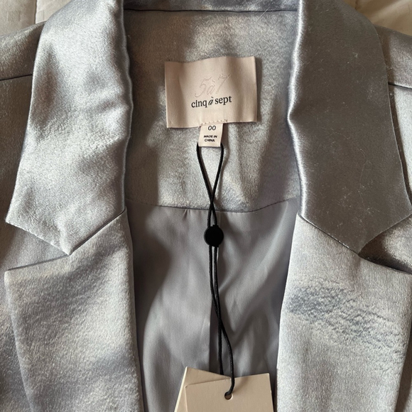 SOLD Cinq A SEPT Kylie Satin Blazer in Silver Size 00 NWT *read description* - Picture 7 of 15